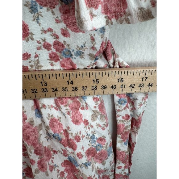 Altar'd State cottage core pink floral mini ruffle dress milk‎ maid sz L - Picture 6 of 7